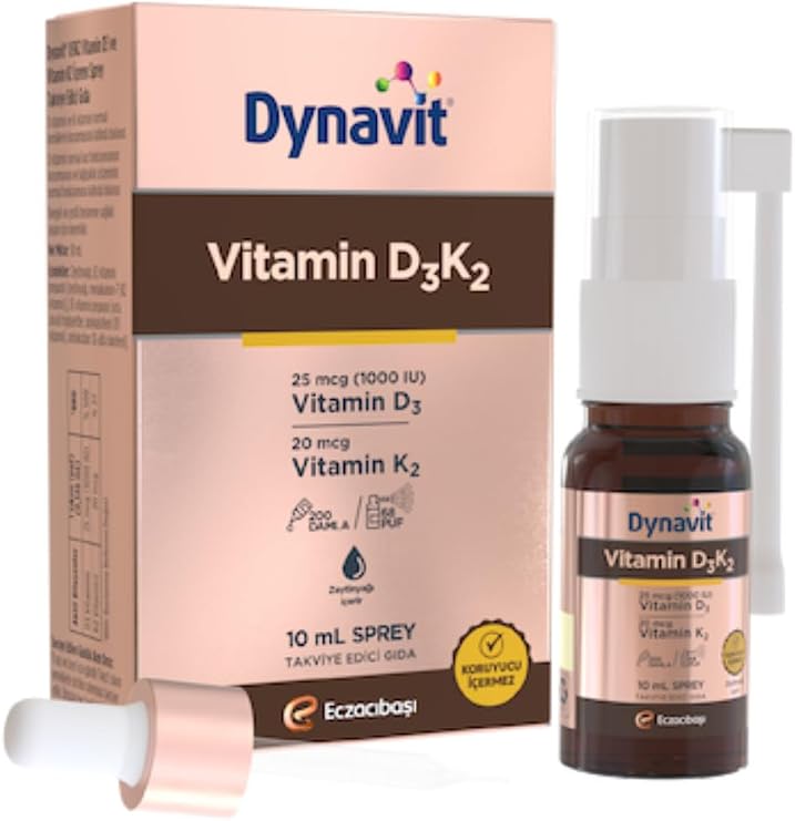Dynavit Vitamin D3K2 10 mL Spray - Muscle & Bone & Immunity – 1000IU Vitamin D3 & 20mcg Vitamin K2