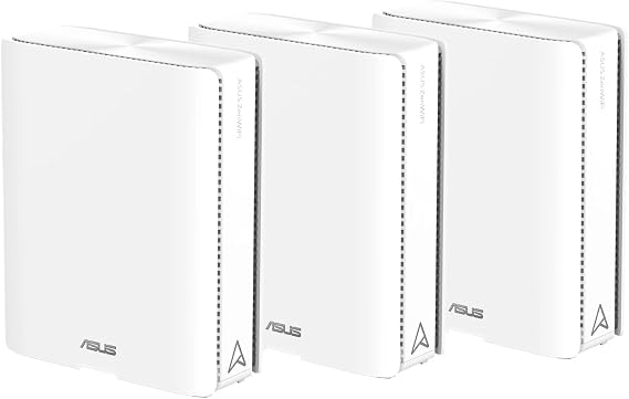 ASUS ZenWiFi BQ16 Quad-band WiFi 7 Mesh with dual 5GHz bands, 25Gbps, 11000 sq. ft. (3pk), Dual 10G Ports, Security and Parental Controls Included, Smart Home Master SSIDs, 4G & 5G Mobile Tethering