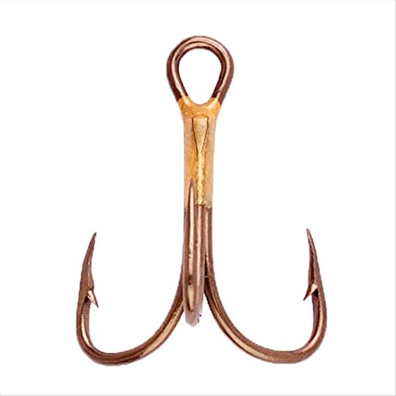 Eagle Claw 2X Treble Reg Shank Curved Point, Bronze, One Size
