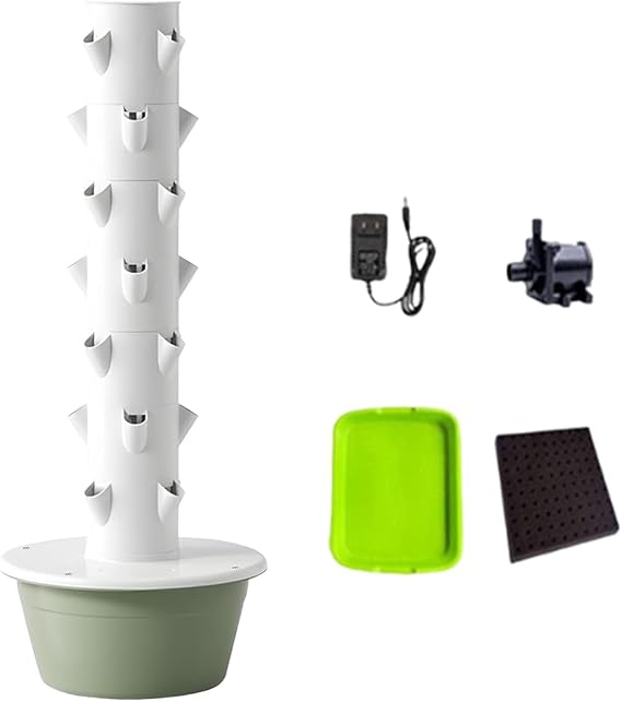 Vertical Garden Tower Aeroponic Tower Hydroponic 36-Site Indoor Smart Garden System with Self-Watering Pump for Vegetables Fruits Herbs(7th floor)