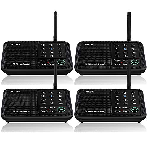 Wuloo Intercoms Wireless for Home 5280 Feet Range 10 Channel 3 Code, Wireless Intercom System for Home House Business Office, Room to Room Intercom, Home Communication System 4 Units Set, Black