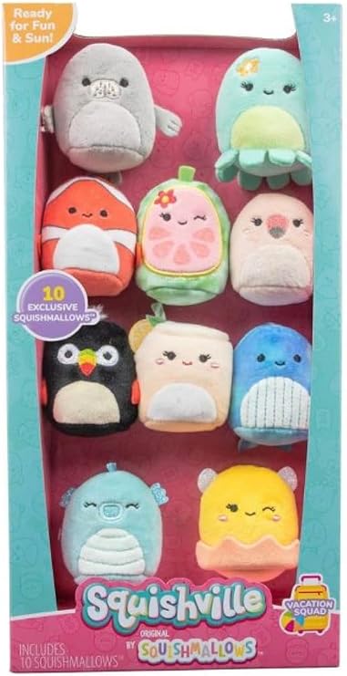 Squishmallows Squishville Original Vacation Squad Set of 10