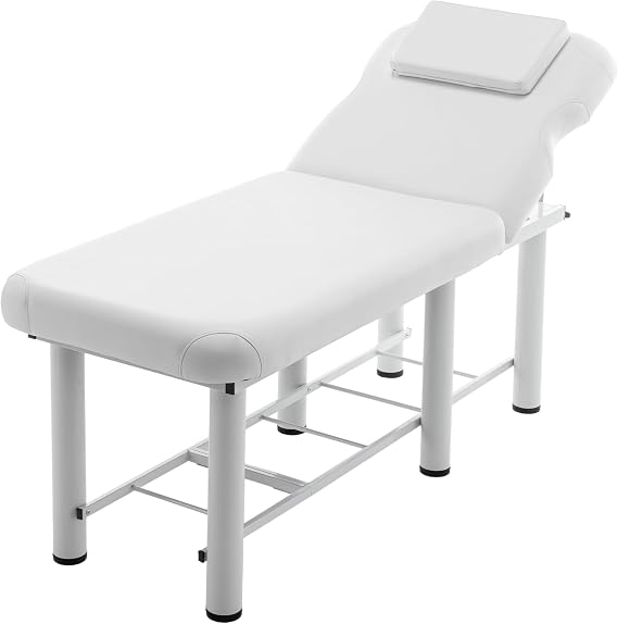 Professional Massage Table, Heavy-Duty Steel Frame Massage Bed with Adjustable Backrest, Memory Foam Padding, Bottom Shelf Storage & Removable Headrest for Salon Spa Facial Waxing Lash Extensions Home