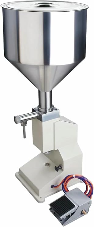 Pneumatic Filling Machine, Paste Liquid Filler Machine, Foot Pedal Bottle Filler, Quantitative Stainless Steel Subpackage Machine, for Emulsion Creams Shampoo Oil(10-100ml)