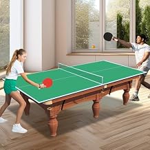 IUNNDS Table Tennis Top for Pool Table, 6ft/7ft/8ft/8ft/8.5ft/9ft Foldable Table Tennis Table for Pool Table, Table Tennis Conversion Top with Net