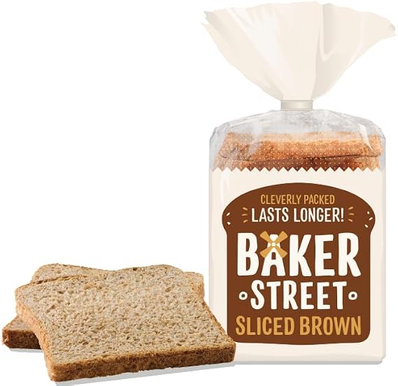 Baker Street Brown Sliced loaf | Wholesome and Delicious Wholemeal Bread | Healthy and Nutritious | Long Life Freshness | Simple & Tasty (2 Pack)