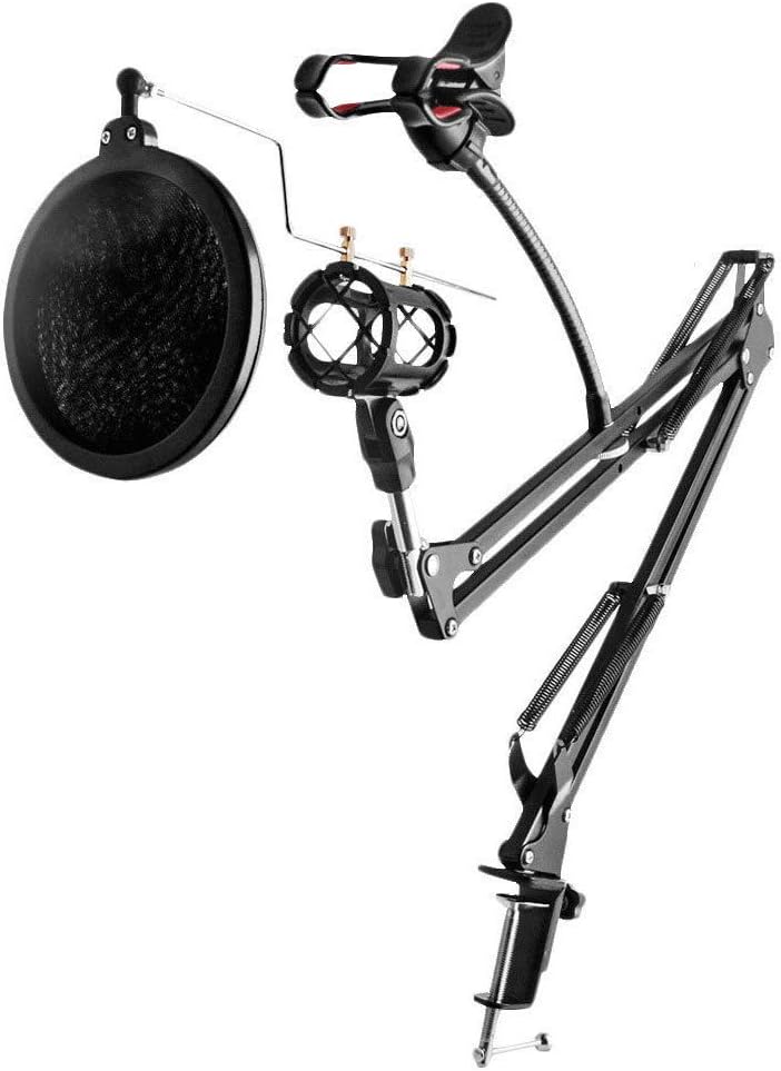 Microcase 3in1 Movable Design Professional Microphone Stand  Pop Filter  Phone Holder - AL2552