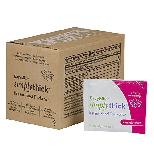 SimplyThick EasyMix | 50 Count of 48g Bulk-Serving Packets | Gel Thickener for Those with Dysphagia & Swallowing Disorders | Creates An IDDSI Level 2 Mildly Thick Nectar Consistency