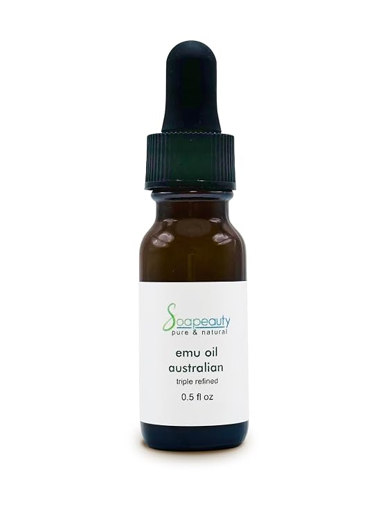 Soapeauty Australian Emu Oil | Triple Refined | 100% Pure & Natural Moisturizer for Skin & Hair Growth, Strengthener for Sensitive Skin, Body Oil | Glass Dropper 0.5 fl oz