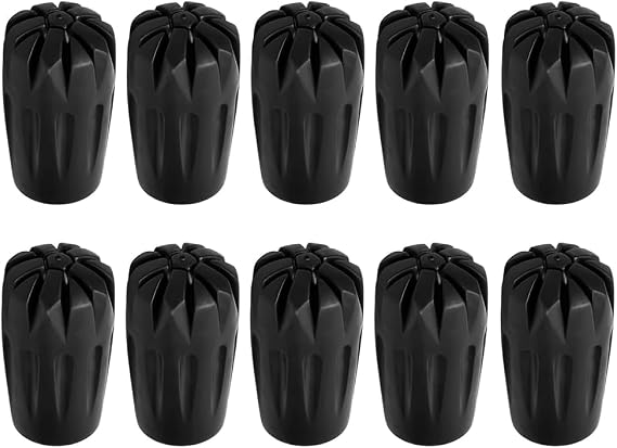 10Pcs Walking Stick Caps Trekking Pole Tip Protectors | Heavy duty rubber tips and ends replacement for hiking sticks; non-slip walking trekking pole protector caps