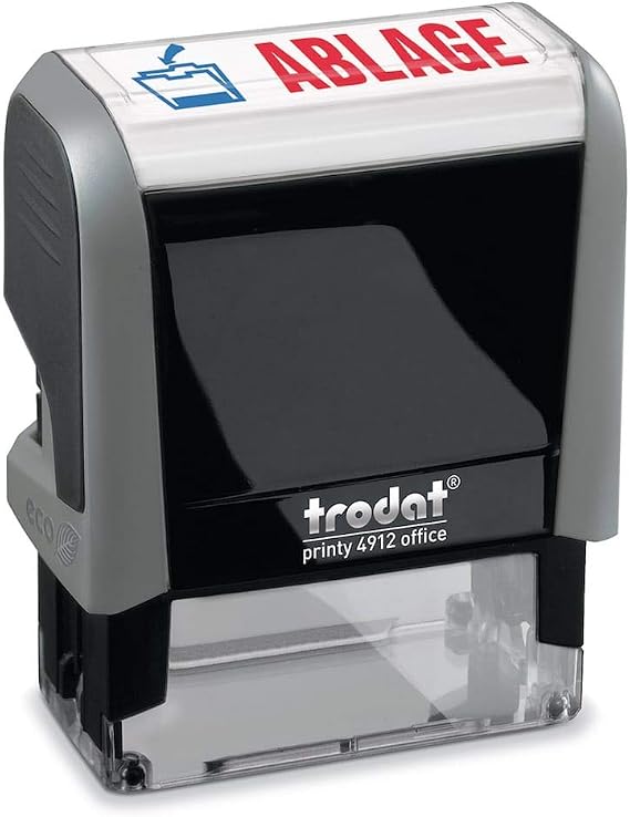 Trodat Office Printy 4912 Selbstfarbender Textstempel, Text Ablage, Abdruckfarbe blau-rot, 47 x 18 mm