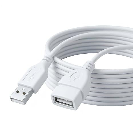 5ft White USB Extension Cables – USB 2.0 Type A Male to A Female Extension Cable for Keyboard Printer