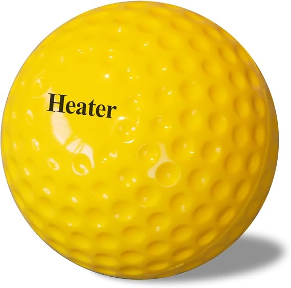 Heater Yellow Dimpled Baseballs, 1 Dozen, Polyurethane Material, Optic Yellow Color, for Use in Real Baseball Pitching Machines