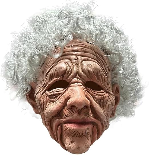 nezababy Realistic Granny Mask Old Lady Face Mask Creepy Lifelike Old Woman Helmet Scary Halloween Witch Cosplay