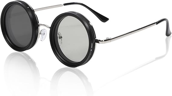 Adjustable Tint Sunglasses Polarized Lenses Round Frame for Men