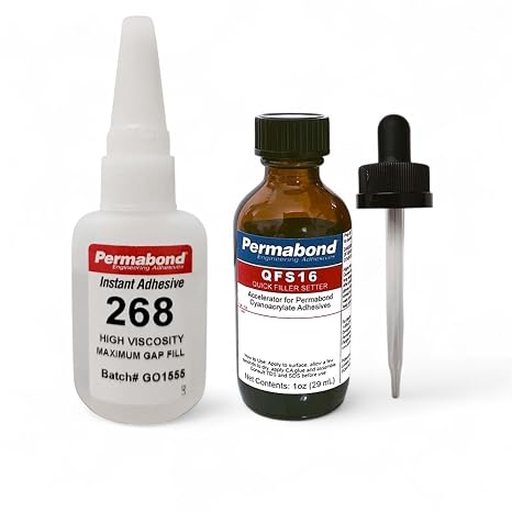 Permabond 268 Cyanoacrylate Adhesive, High Viscosity, Fast-Setting, 0.017in Gap Fill (Glue + Accelerator, 1oz)