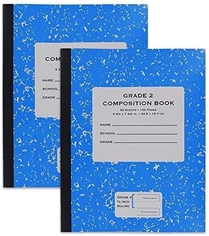 Emraw Grade 2 Composition Book Meeting Notebook Wide Ruled Paper 40 Sheets Office Hard Cover Dairy Journal School Writing Book Assorted Colors (Pack of 12)