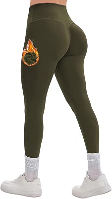 AEEZO Womens Fleece Lined Invisible Scrunch Leggings Butt Lift Thermal Warm Winter Cold Weather High Waisted Yoga Pants