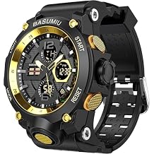 Pienolan Mens Sports Wrist Watches Analog Digital Tactical Military Watch Waterproof Gold Watches for Men