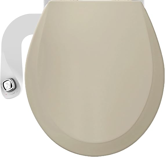 Bio Bidet by Bemis 500EC Toilet Seat with Perfect Fit, Fresh Water Spray, Non-Electric, Easy to Install Bidet, ROUND, Bone