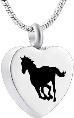 HQ Engraved Heart Cremation Jewelry Memorial Urn Ashes Holder Stainless Steel love you infinite wife Pendant Necklace horse