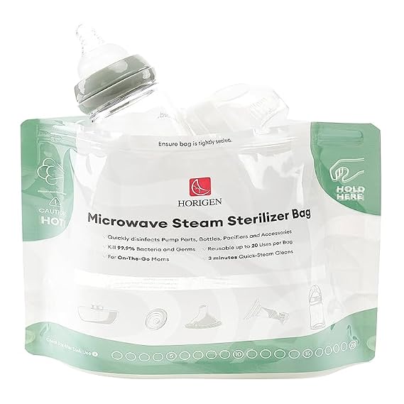 16 Packs Larger Microwave Sterilizer Bags, Reusable Baby Bottle Sterilizer Bags(20 Uses Per Bag), Microwave Steam Sterilizer Bags Great Cleaner for Baby Bottle and Pump Parts When Travel and Work
