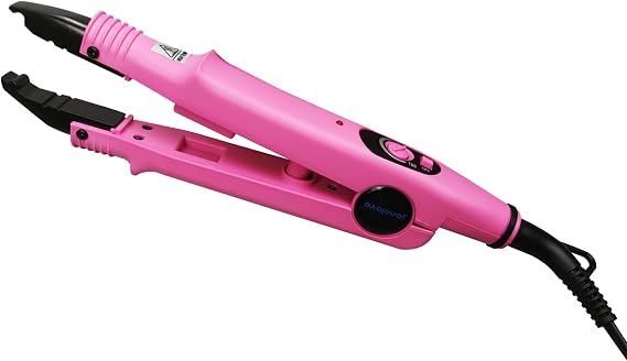 janelove Professional Hair Extensions Iron, Fusion Heat Connector, Pre Bonded Hair Extensions Iron Kit Tool, UK Plug, 210°F-390°F Temperature Adjust (Pink)