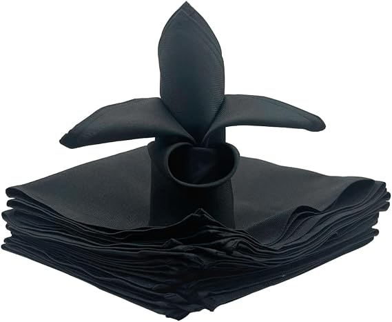 （24 Pack） Cloth Napkins-17 x 17 Inch Dinner Napkins Crafted from high-Grade Polyester，Absorbent Washable Fabric with Hemmed Edges for Hotel Restaurant, Parties & Wedding. (Black)