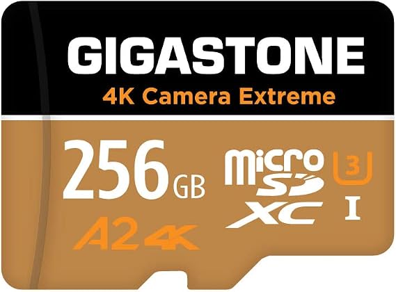 5-Yrs Free Data Recovery GIGASTONE 256GB Micro SD Card, 4K Camera Extreme, MicroSDXC Memory Card for Switch, GoPro, Action Camera, DJI, R/W up to 100/60MB/s, UHS-I U3 A2 V30 C10, with Adapter