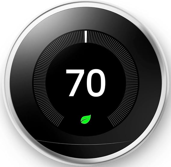 Google Nest Programmable Smart Learning Thermostat for Home, Compatible with Alexa (Polished Steel)
