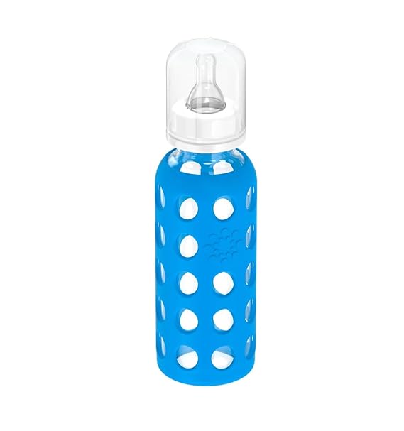 Lifefactory 9oz Glass Baby Bottle with Stage 2 Nipple, Cobalt Blue