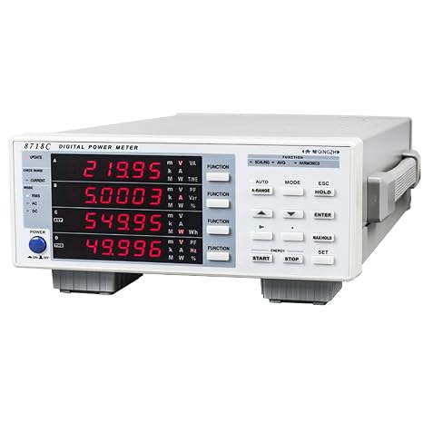 High Precision Power Meter, 0.1% Accuracy Multifunctional Electrical Power Analyzer, Measures Voltage Current Power Factor Frequency, for Energy Audit, Load Analysis, Industrial & Home Use