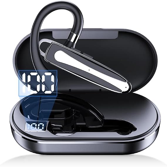 Bluetooth Headset, Wireless Bluetooth 5.0 Earpiece Hands-Free Earphones with Stereo Mic,8 Hrs Play time, Compatible iPhone Android Cell Phones Driving, Business, Office