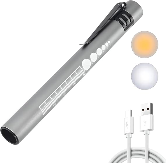 Pen Lights for Nurses, Pupil Penlight Medical Pen Light, Portable Professional LED Nurse Light for Doctor, Nurse, First Aid, EMT, Nursing Student, Warm&White Light, USB Rechargeable