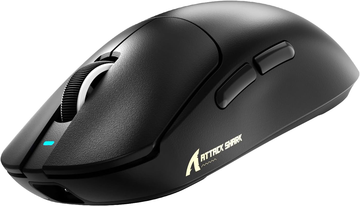ATTACK SHARK X8 PPO 8K Mouse for Large Hand, 55g SUPERLIGHT, PixArt PAW3395PRO Gaming Sensor, BT/2.4G Wireless/Wired, 6 Adjustable DPI up to 40000, 500mAh Battery (Black)