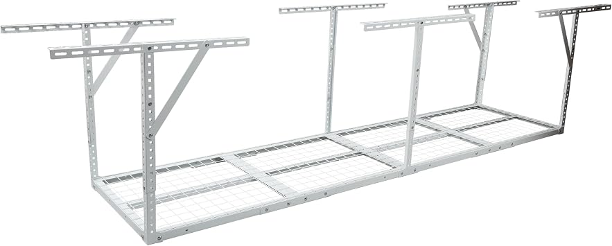 2x8FT Adjustable Overhead Garage Storage Rack - 439lbs Capacity, 22"-40" Ceiling Dropdown | Garage Ceiling Storage Racks, Garages Organization System, Vertical Overhead Storage Solution (White)