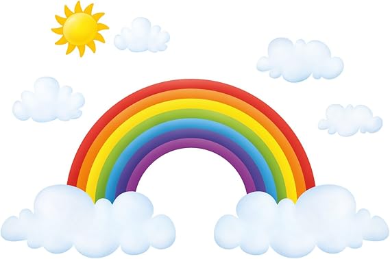 DECOWALL SG2-1713 Rainbow and Clouds Kids Wall Stickers Wall Decals Peel and Stick Removable Wall Stickers for Kids Nursery Bedroom Living Room decor