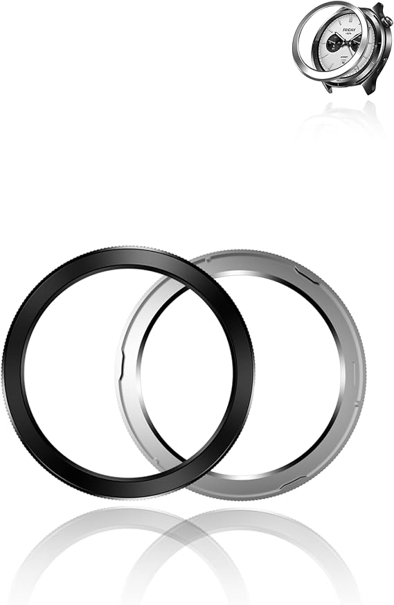 (2 Pack) Case for Xiaomi Watch S4, PC Protective Watch bezel, Drop-resistant and scratch-resistant Cover Frame Shell, Black & Silver