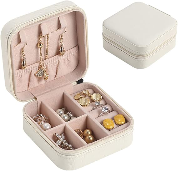 Mini Jewelry Travel Case,Small Travel Jewelry Organizer,Travel Portable Jewelry Case for Ring, Pendant, Earring, Necklace, Bracelet Organizer Storage Holder Boxes