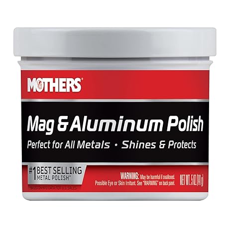 Mothers Mag & Aluminum Polish, 5 oz. (05100) | Brilliant Shine, All Uncoated & Unplated Metals Including Aluminum, Stainless Steel Trim and Exhaust Tips, Brass & More