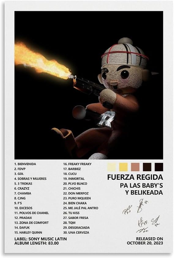 Fuerza Regida Poster Pa Las Baby's Y Belikeada Album Cover Poster for Bedroom Aesthetic Canvas Art Wall Decor 16x24inch(40x60cm)