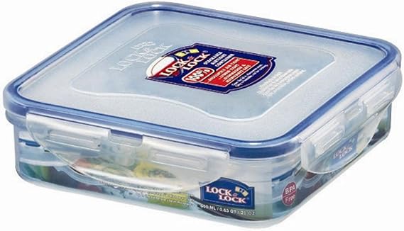 LocknLock Square Food Storage Container 0.6 Litre Transparent 155 x 155 x 45 mm