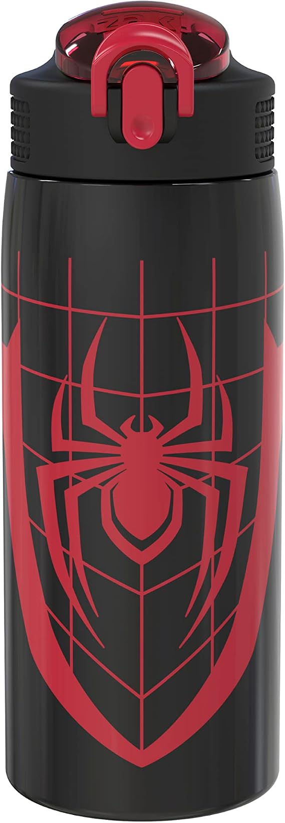 Zak Designs Marvel Spider-Man Water Bottle for Travel and At Home, 19 oz Vacuum Insulated Stainless Steel with Locking Spout Cover, Built-In Carrying Loop, Leak-Proof Design (Miles Morales)