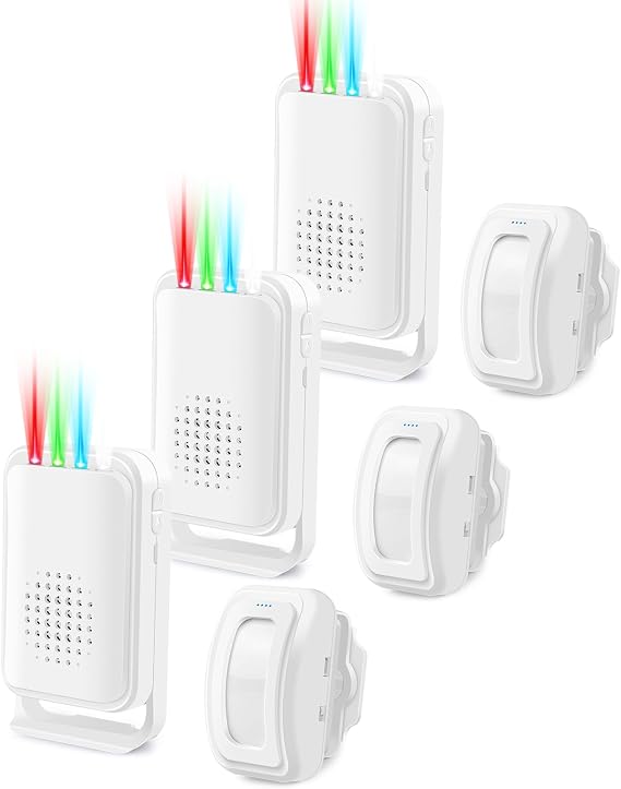GreenCycle Motion Sensor Doorbell, 3set Door Chime, Bussiness Entry Doorbell, Entry Alert Door Chime for Home,Caregiver Reminder for Elderly, 17 Ringtones 900ft Long Range - LED Indicator & Vibration