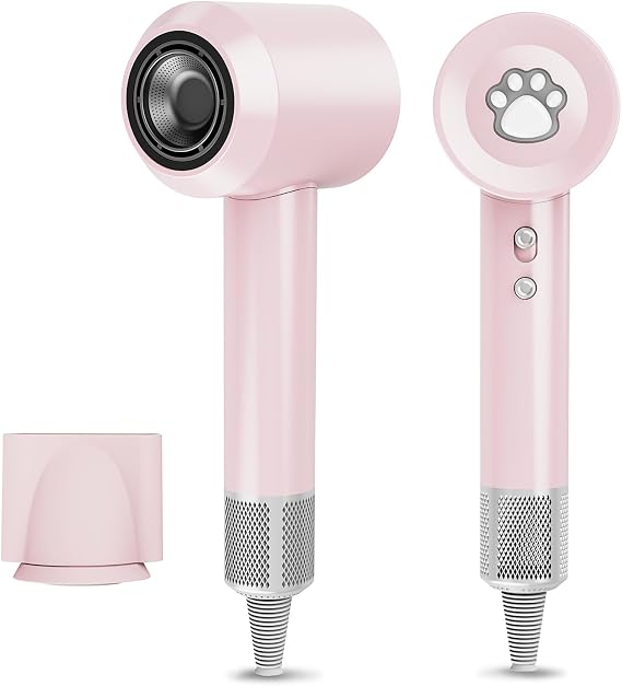Hair Dryers for Women, Fast Drying 1300W Ionic Hair Blow Dryer for Styling Curly Straight Hair,Professional Low Noise Lightweight Design for Home Travel (Pink)