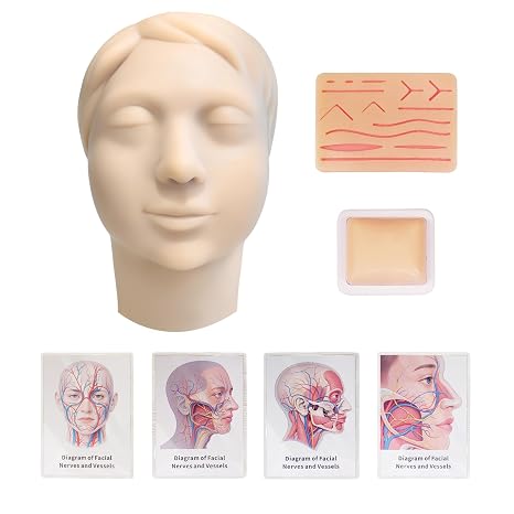 Injection Training Mannequin Face Model Head Model for Micro-Plastic Teaching, Practice Training to Medical Student, Esthetician