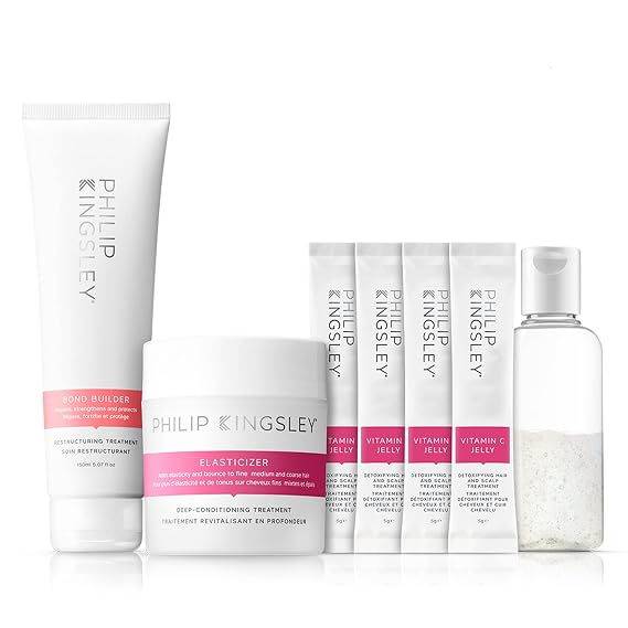 PHILIP KINGSLEY Power of Pre-Shampoo Treatment Bundle - Elasticizer, Vitamin C, Bond Builder - Strengthens, Nourishes, Repairs - Dry, Damaged Hair - 3 Item Bundle