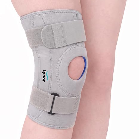 TYNOR Hinged Knee Brace with Double Strap Adjustable Neoprene Knee Support For Men & Women, Arthritis, Meniscus Tear, ACL with Open Patella with Removable Metal Hinges & Side Stabilizers (Small)