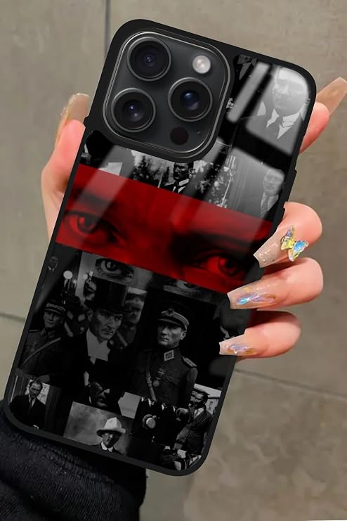 Apple iPhone 13 Pro Max ile Uyumlu Atatürk Poster Tasarımlı Glossy Premium Kılıf