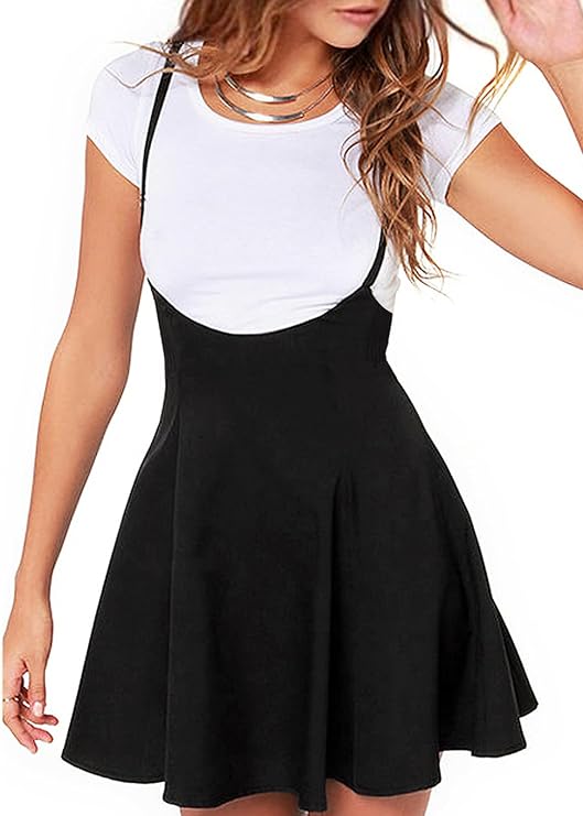 YOINS Women's Suspender Skirt High Waist Flared Skater Skirt Pinafore Dress